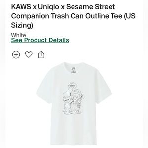 KAWS x Uniglo x Sesame Street - Companion Trash Can Outline Tee